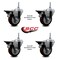 Service Caster 35 Inch Maroon Polyurethane 38 Inch Threaded Stem Caster Set with Brake SCC-TS20S3514-PPUB-MRN-PLB-381615-4 - alternate 4